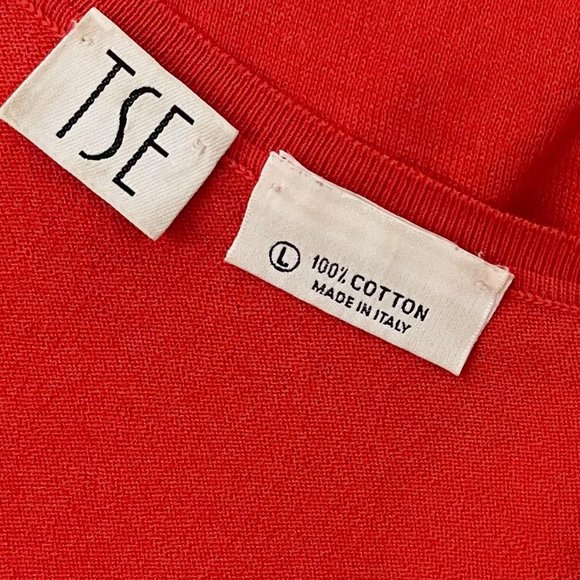TSE Made in Italy Large Red/Orange Crewneck Sleeveless Top - Picture 5 of 7